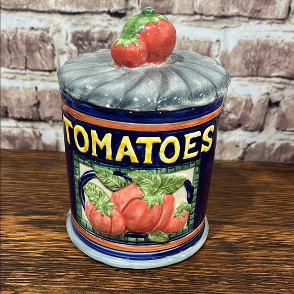 Other - Vintage 1996 Ceramic Tomato Canister with Lid